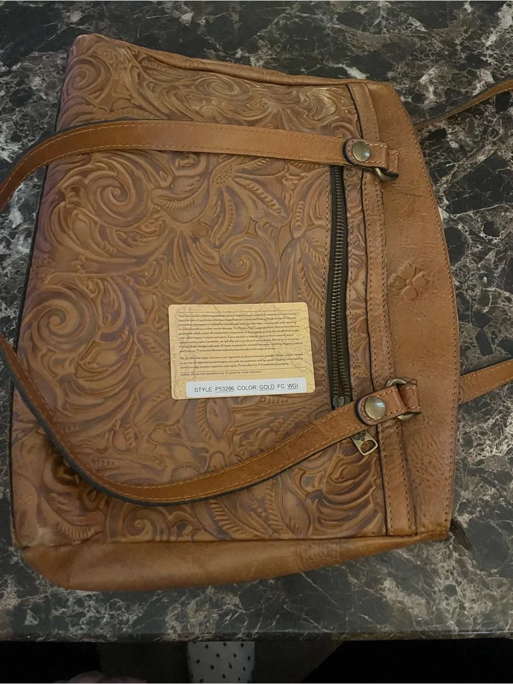 Patricia Nash Tooled Leather Shoulder Bag - Tan